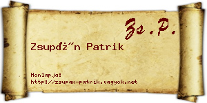 Zsupán Patrik névjegykártya